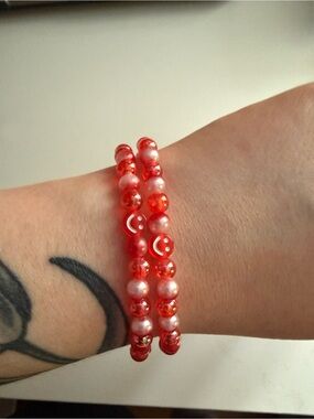 Red Beaded Smile Bracelet - Women Jewelry